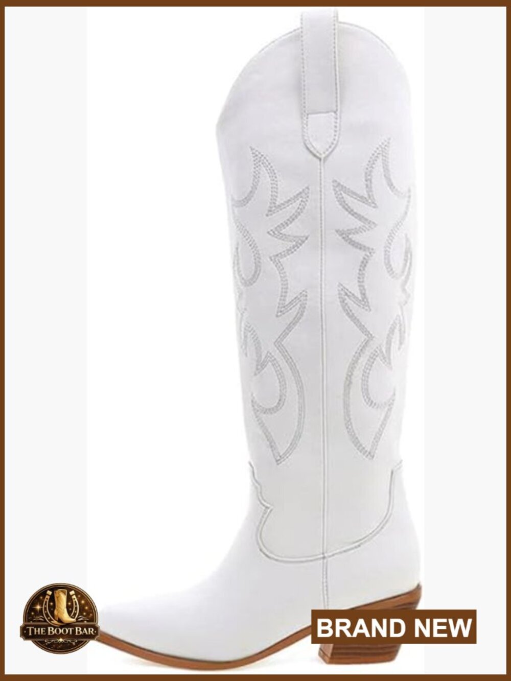 Cowgirl Boots Embroidered Pull-On Chunky Stacked Heel Knee High Western Boots